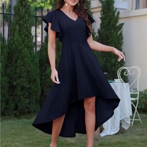 Elegant Navy V-Neck Dress